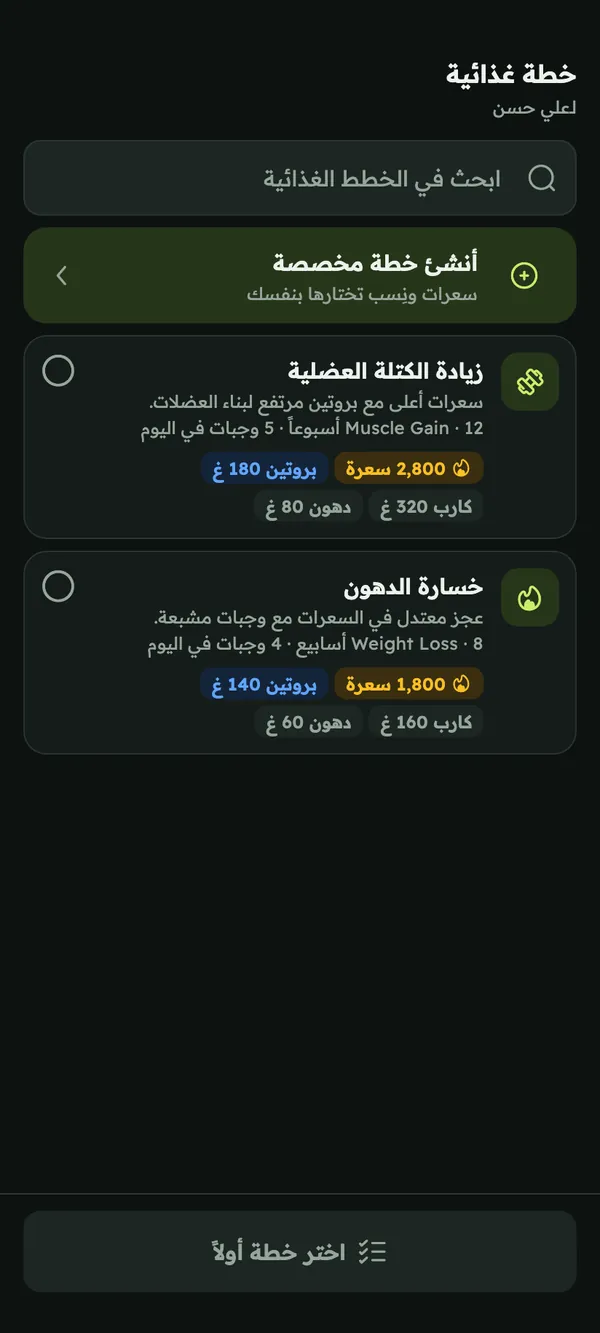 خطط غذائية بالسعرات اليومية والبروتين والكربوهيدرات والدهون